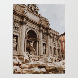 Italy Photography - Trevi Fountain Under The Gray Sky Poster