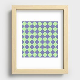Colorful Checkerboard (Very Peri, Neon Pastel Green Colors) Recessed Framed Print