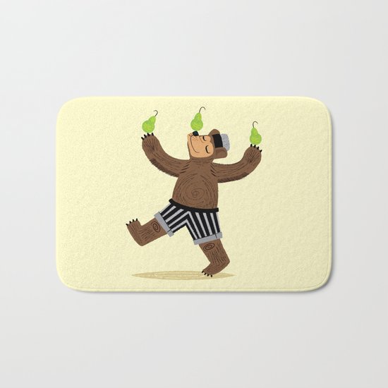 A Bear With Pears Bath Mat