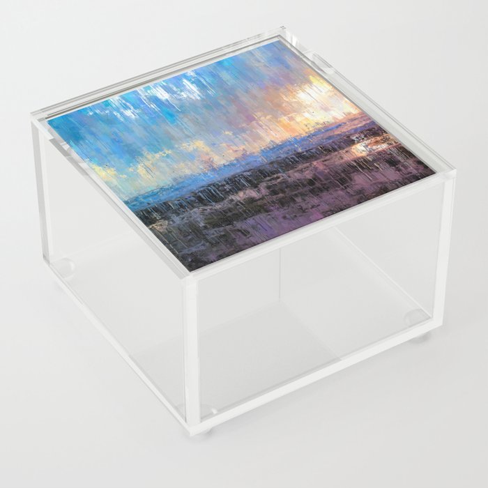 Prismatic Daybreak Showers Abstract Drip Paint Landscape Acrylic Box