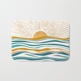 The Sun and The Sea - Gold and Teal Bath Mat