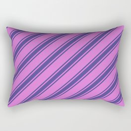 [ Thumbnail: Orchid & Dark Slate Blue Colored Lined Pattern Rectangular Pillow ]