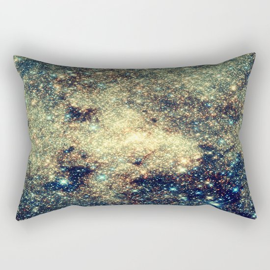 Galaxy Gold & Blue Stars Rectangular Pillow