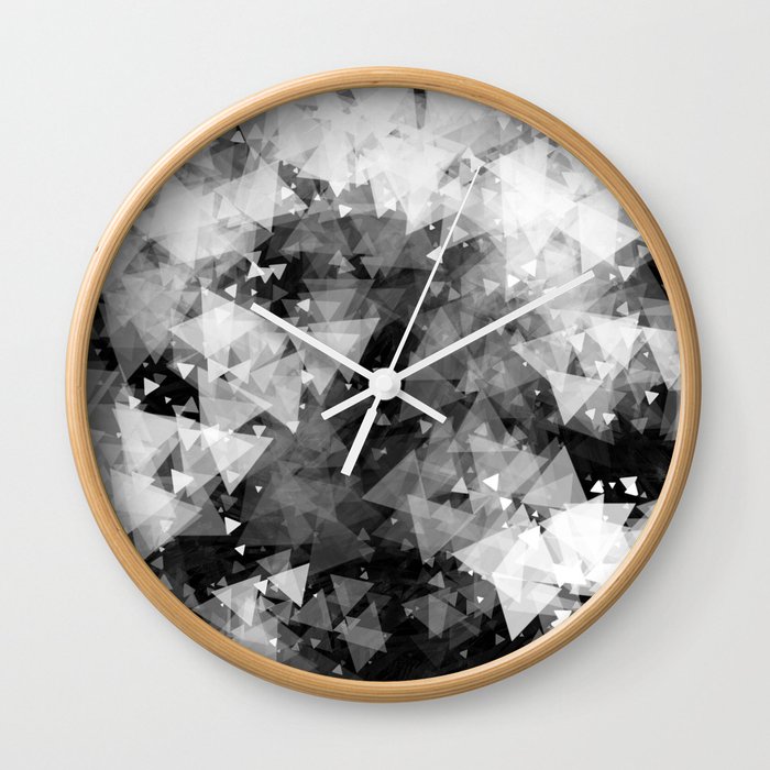 Snow (monochrome geometric abstract) Wall Clock