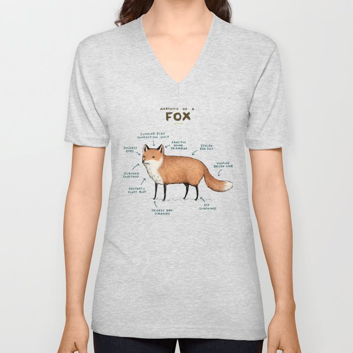 Anatomy of a Fox V Neck T Shirt