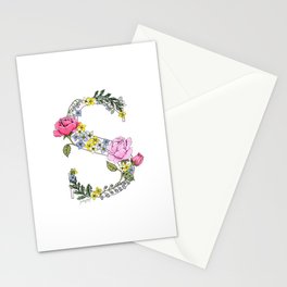 Floral Monogram S Stationery Cards