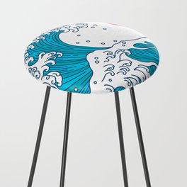 big wave japanese art style Counter Stool