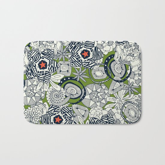 succulents green orange star Bath Mat