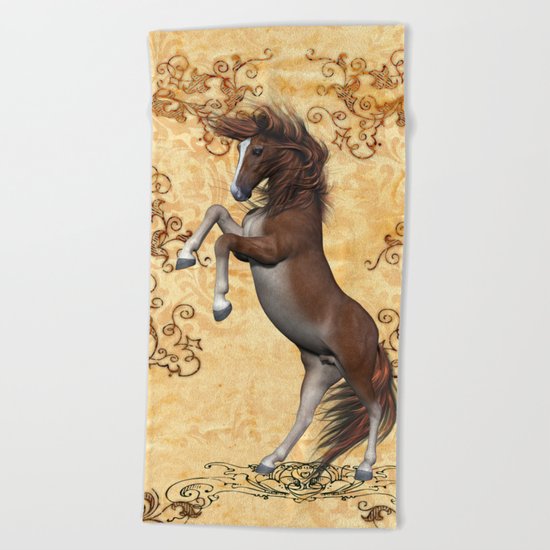 Awesome brown horse Beach Towel