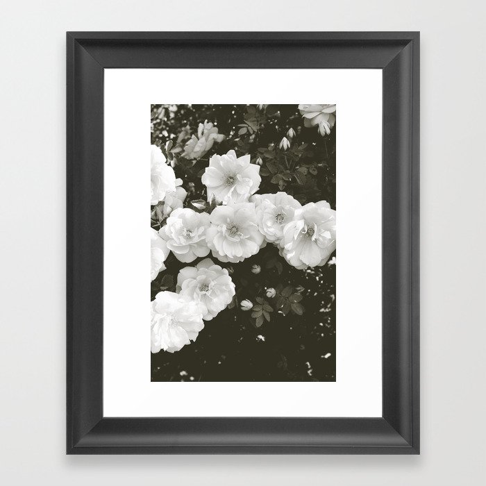 Floral in Black and White Framed Art Print