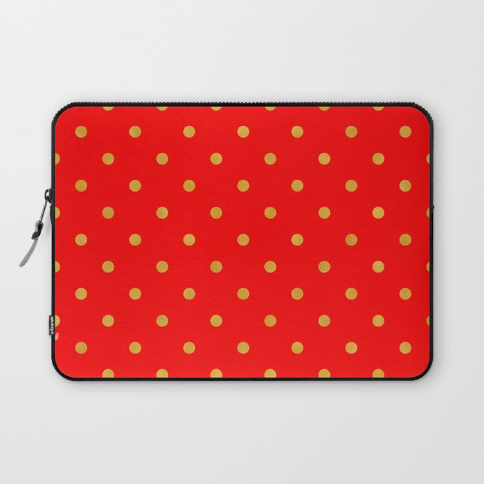 Gold And Red Dots Collection Laptop Sleeve