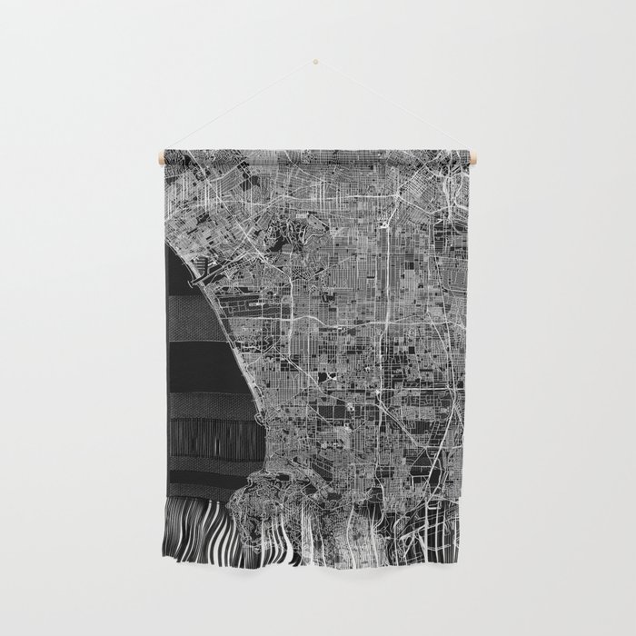 Los Angeles Black Map Wall Hanging by multipliCITY Society6