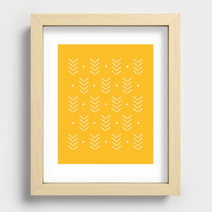 Arrow Lines Geometric Pattern 14 in botanical yellow Recessed Framed Print