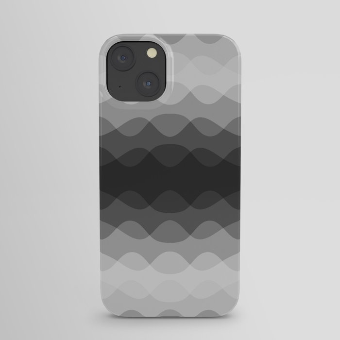 Overlapping Wavy Horizontal Lines Light Gray Mid-tone Gray & Dark Gray Pattern iPhone Case