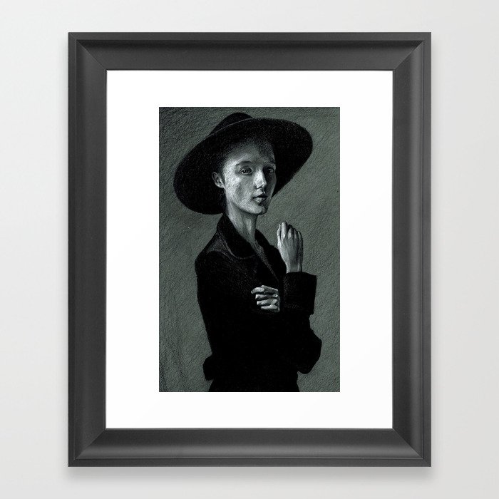 Lady In Black Framed Art Print