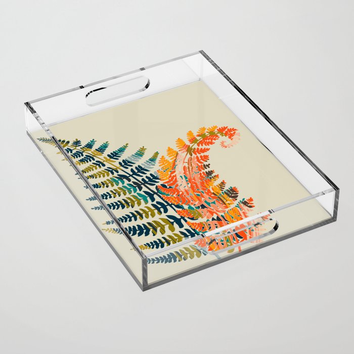 colorful fern leaves Acrylic Tray