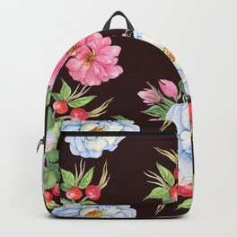 Vintage Floral Pattern: Pink and Pastel Blue Flowers Backpack
