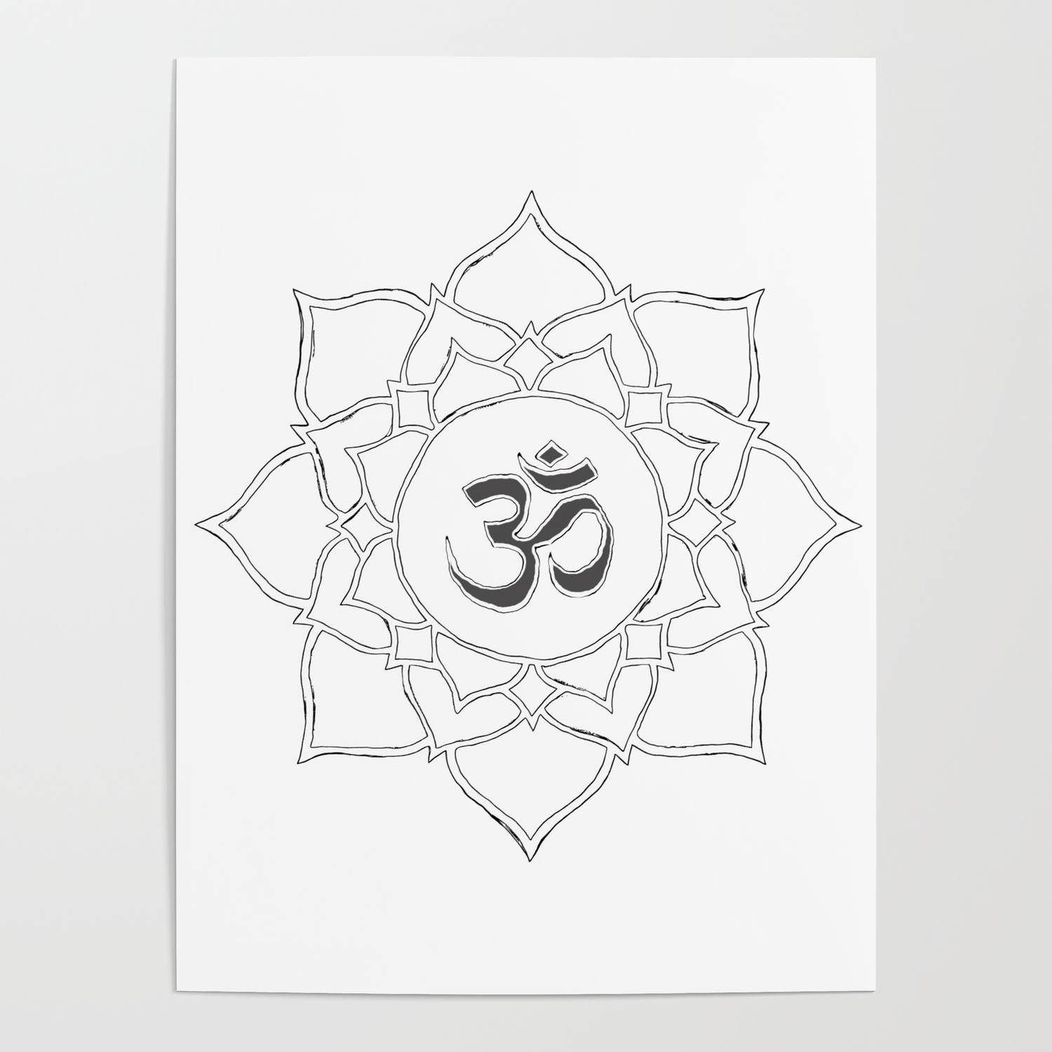 White Lotus Flower Om Symbol Drawing Poster By Cool Prints Society6 White Lotus Flower Om Symbol Drawing Poster By Cool Prints Society6