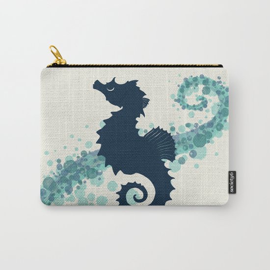 "Seahorse Silhouette" ` digital illustration by Amber Marine, (c) 2015 Carry-All Pouch