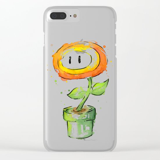 Fireflower Mario Watercolor Clear iPhone Case
