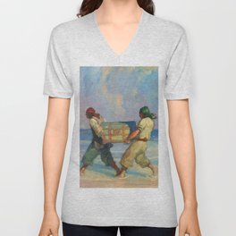 “Absconding With The Treasure” by NC Wyeth Unisex V-Neck