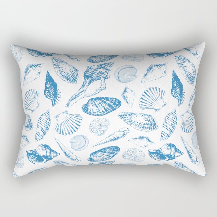 Tropical underwater creatures in blue and white Rectangular Pillow