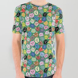 Cat Heads Pattern All Over Graphic Tee