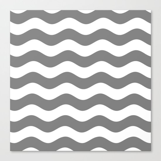 Wavy Stripes (Gray/White) Canvas Print