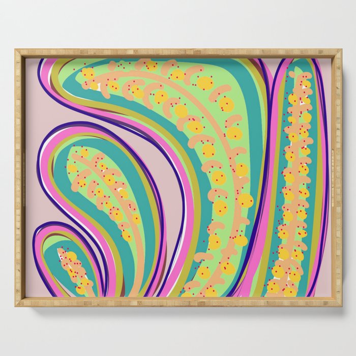 Abstract Floral Digital Painting Serving Tray