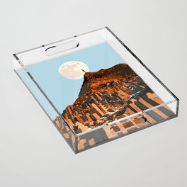 Dear Goals, Ain't no mountain high enough | adventure travel man & moon digital painting Acrylic Tray
