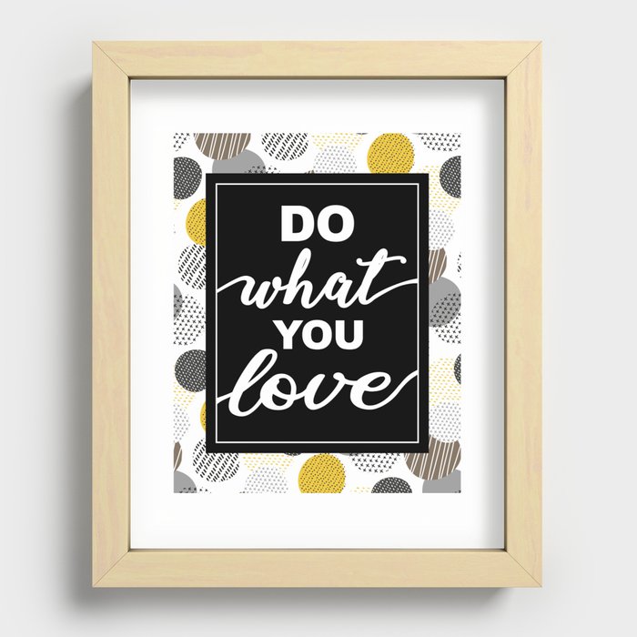 Modern yellow brown Abstract Dot Pattern Recessed Framed Print