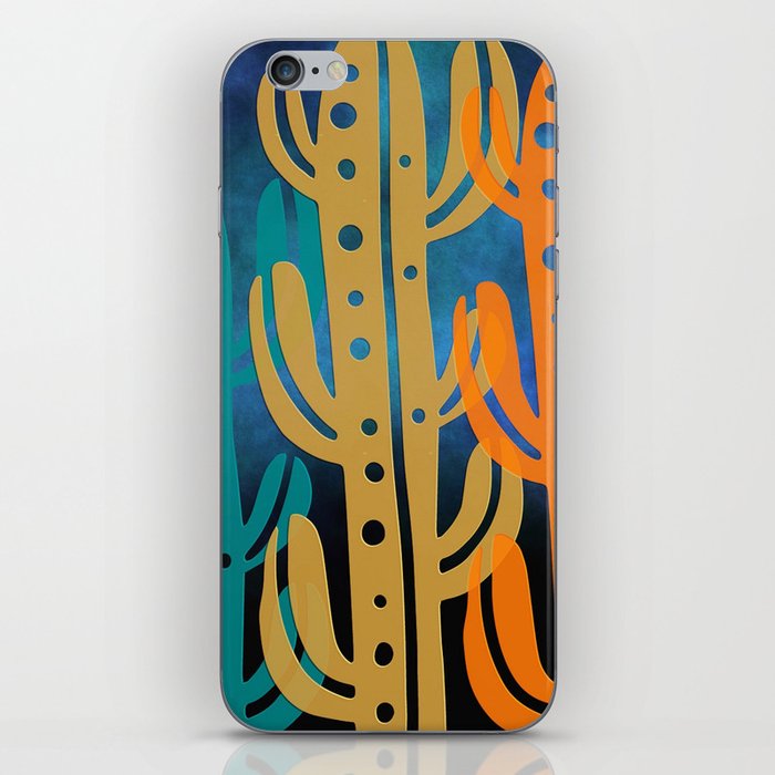 Southwestern Cactus Trio - turquoise orange gold  iPhone Skin
