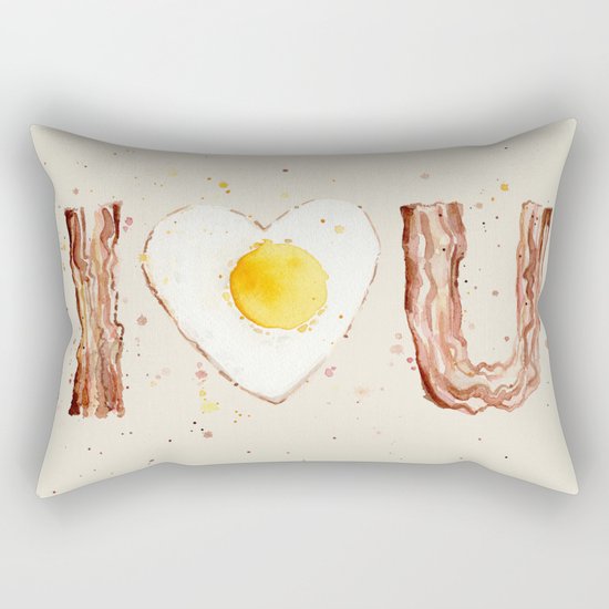 Bacon and Egg I love You Breakfast Food I heart Rectangular Pillow