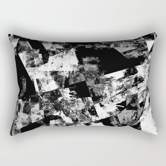 Fractured Black And White - Abstract, textured, black and white artwork Rectangular Pillow