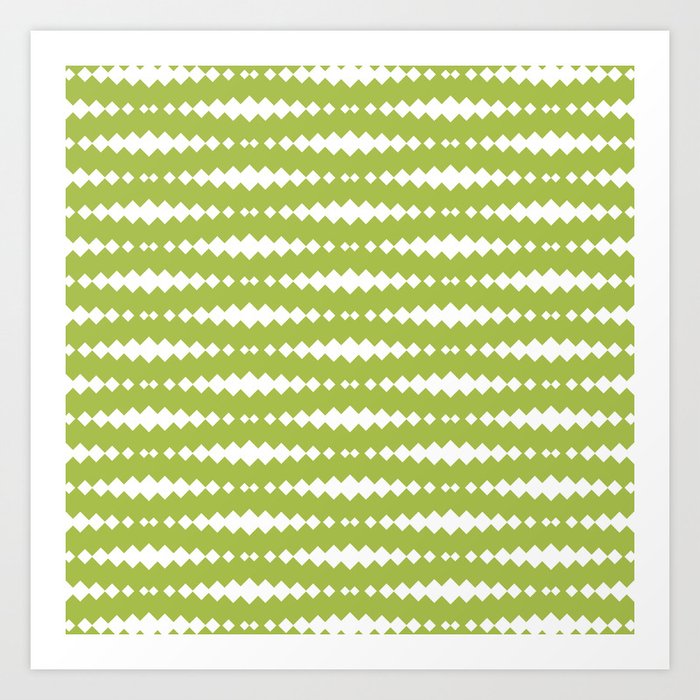 Light Green and White Geometric Horizontal Striped Pattern Art Print