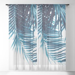 Palm Leaves Blue Vibes #1 #tropical #decor #art #society6 Sheer Curtain