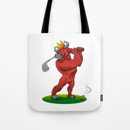 bull with a stick for a golf Tote Bag