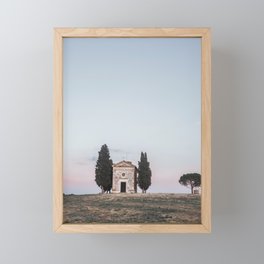 Chapel cypress trees Tuscany Italy Framed Mini Art Print