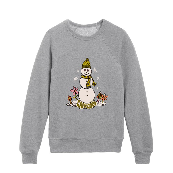 Capricorn Snowman Kids Crewneck