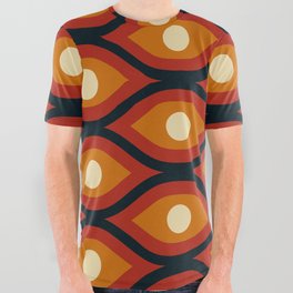 Groovy Abstract Colorful Retro Pattern - Red and Orange All Over Graphic Tee