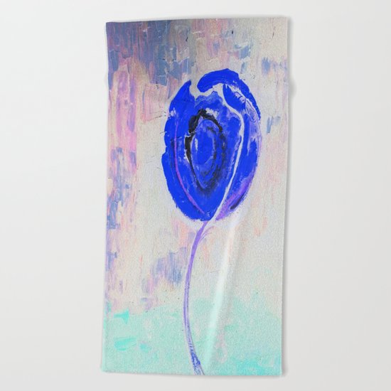 Snow Honey Silver Ice Blue Rose Beach Towel