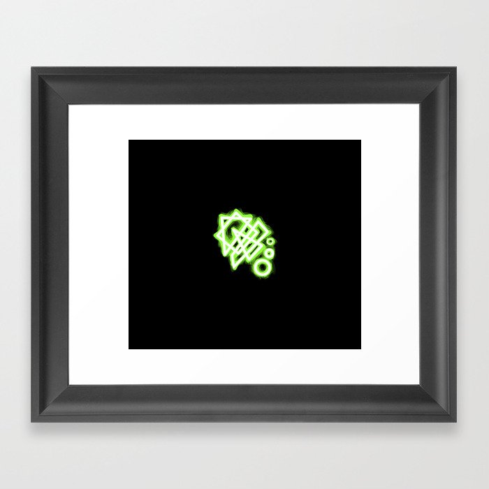 Glowing green cyberpunk pattern Framed Art Print