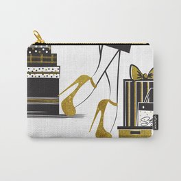 Chic girl in gold high heels.Glitter design. Carry-All Pouch