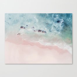 Ocean Pink Blush Beach Print - Aerial Beach - Sea Photo - Travel photography by Ingrid Beddoes Canvas Print