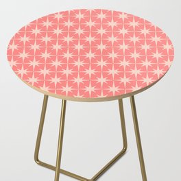 Midcentury Modern Atomic Starburst Pattern in Pretty Pink and Light Blush Side Table