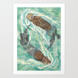 Two Otters Art Print