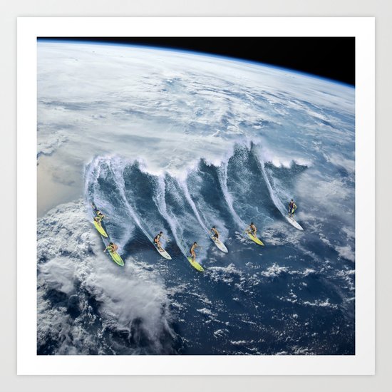 Surfing the Earth Art Print