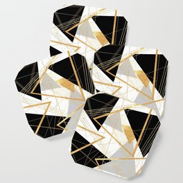 Black and Gold Geometric Coaster