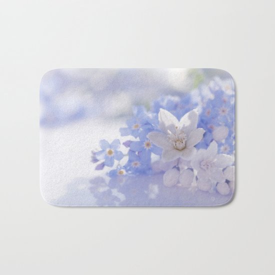 Queen and court- Springflowers in blue and white - Stilllife Bath Mat