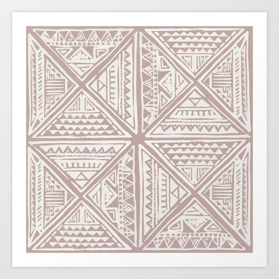 Simply Tribal Tile in Red Earth on Lunar Gray Art Print